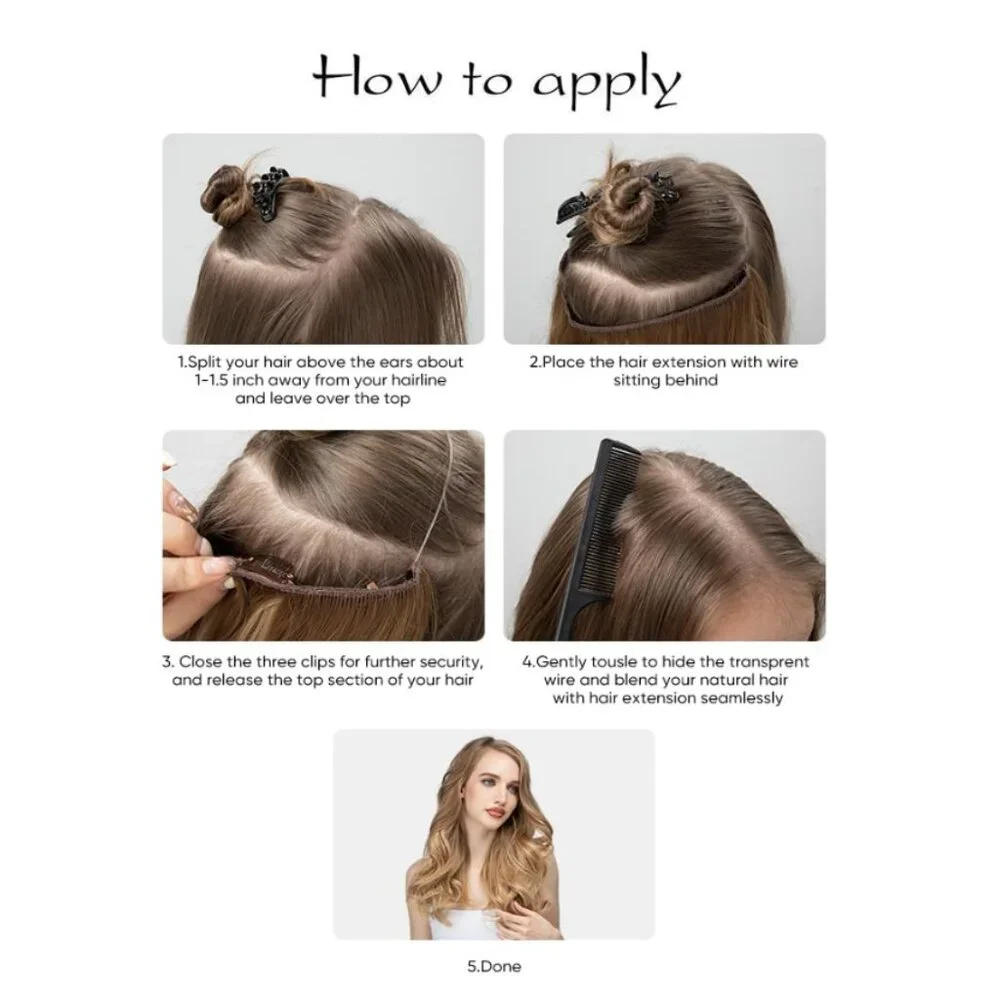 Red Invisible Wire‎ Extensions. Clip-In Auburn Hair Extensions | 22” Hair Piece